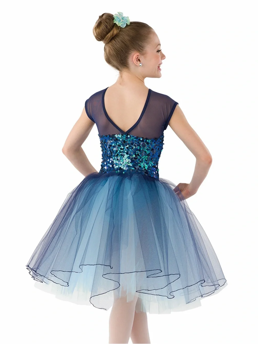 Weissman Blue Teal Sequin Tulle Ballet Recital Costume Girls MC